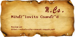 Mihálovits Csanád névjegykártya
